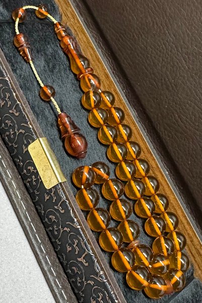Fabula Silver Büyük Boy Ateş Kehribar Tesbih Koleksiyonluk Özel Seri
