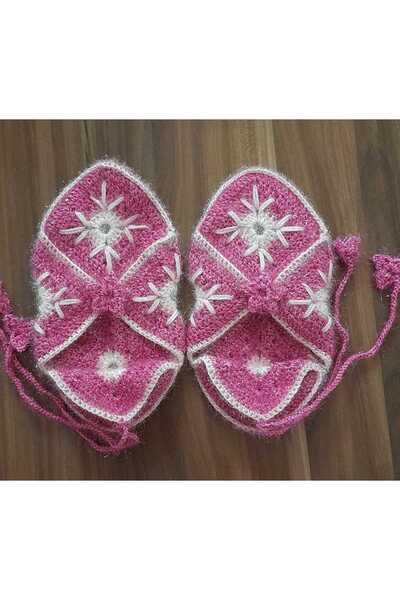 İyisini İstersen Women's Orlon Wool Yarn Handmade Crochet Patterned House Slippers Booties