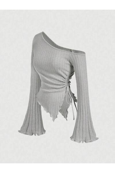 milio Asmetrik basic uzun kollu üst bluz