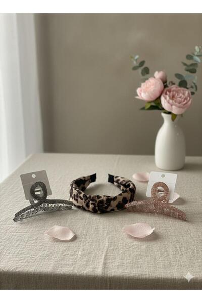 bettin tasarım New Year's Gift Set Leopard Patterned Women's Crown and Sparkl...