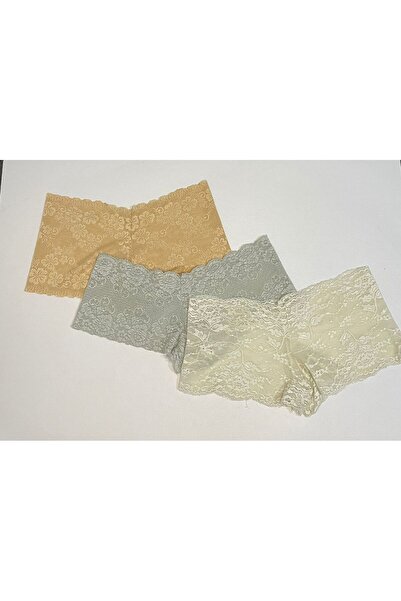 AZOSEV Dantelli Kadın Şort Boxer 3'Lü