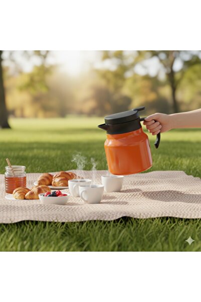 Generic Thermal Coffee/Tea Pot with Strainer, 27 oz, Orange