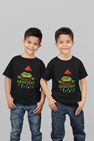 MVRDAR Tricou de Craciun pentru copii cu Grinch si personaje festive