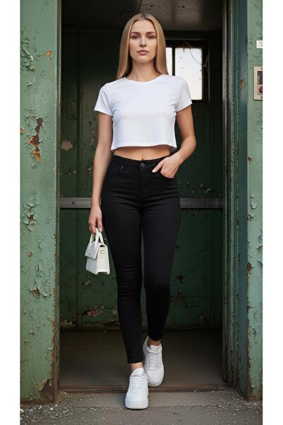 geenz manifacture Women's Black Ngbutika Full Stretch Fabric High Waist Skinny Jean Trousers (Recovery)