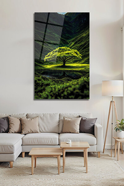 B&G DESIGN Pictură pe sticlă Arborele Vieții |   Peisaj strălucitor de vale v...