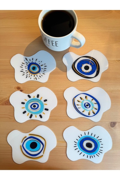 Lazer Store نazar Boncuğu طقم قواعد أكواب رقمية منقوشة حديثة مطبوع قطعة موديل...