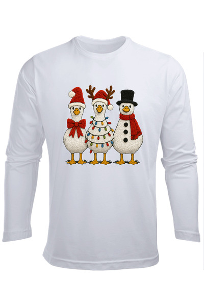 Efendioğlu Design Long-Sleeve 3 Ducks New Year Christmas Christmas Printed Cotton Child T-Shirt