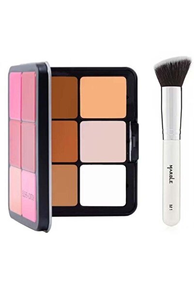 Marble مجموعة أحمر الخدود وخافي العيوب متعدد الألوان Essential Ultra HD مع فرشاة للوجه M1