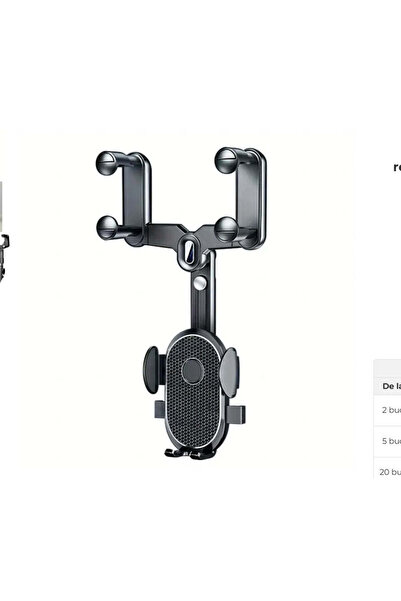 OEM Aisadon Car Phone Holder for Rearview Mirror – 360° Rotation – Adjustable Arm – Anti-Vibratio