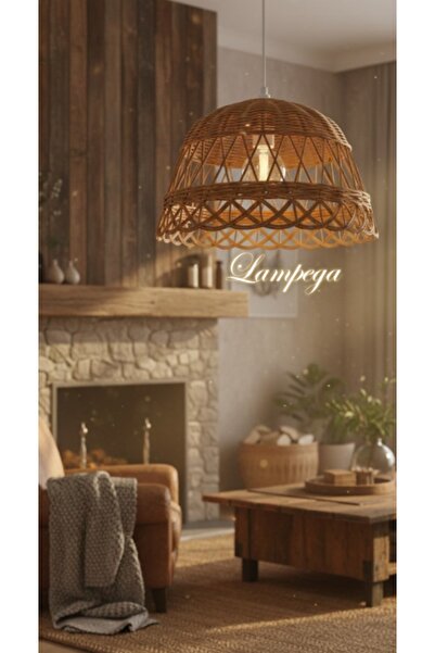 Lampega rattan bambu hasır avize