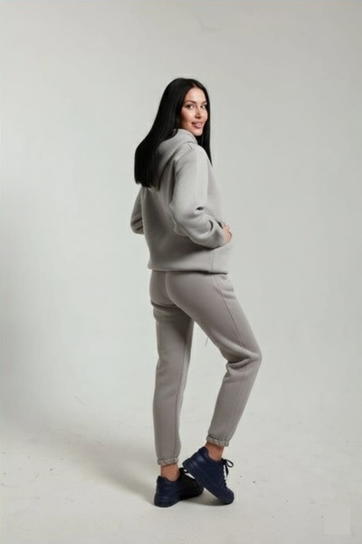 fh fashionhere Women's Soft Top and Bottom 3 Thread Stone Color Tracksuit Set with Side Pockets and Fleece Inside