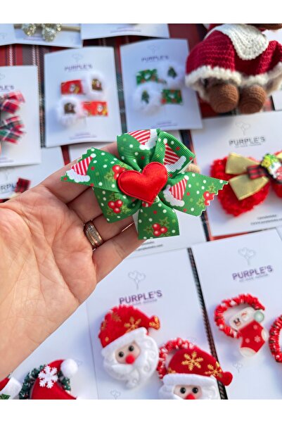 PURPLE'S BİR TUTAM MUTLULUK Green New Year Concept Low Hair Density Baby Hair Clip / Hairless Baby Hair Clip