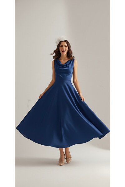 DINA FASHION Nilda kloş saten elbise