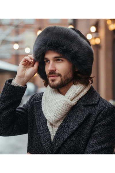 AbbasShop Hakiki Deri Toskana Börk - Kış Modasında Geleneksel Dokunuş Siyah Bere