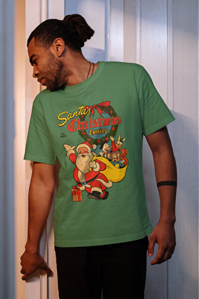 MVRDAR Tricou de Craciun unisex din 100% bumbac pentru femei si barbati