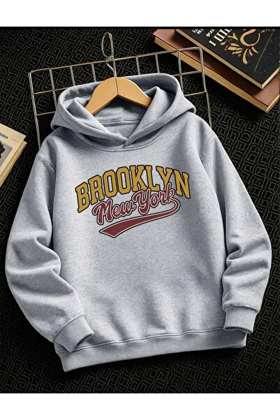 Baxia Girl's - Boy's Brookyn Printed Hooded Sweatshirt Gray Black Beige Pink ...