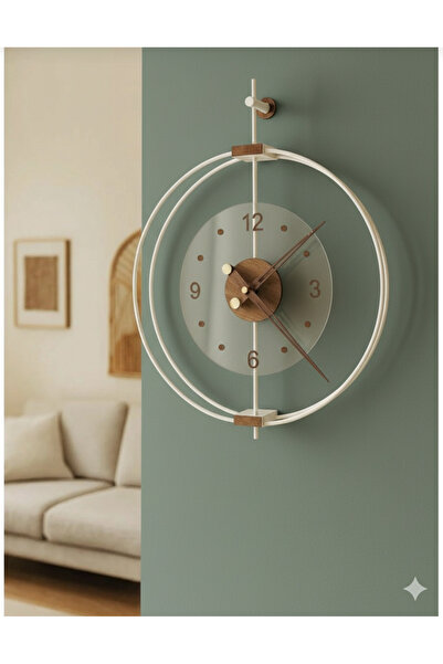 Lamra Dizayn Rosa Beyaz /Ceviz Premium çift çemberli Lüx sessiz Duvar Saati 5...