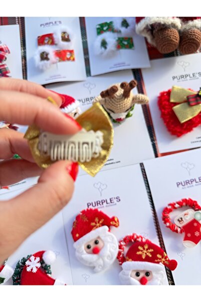 PURPLE'S BİR TUTAM MUTLULUK Gold Colored Baby Hair Clip with Fur Pompom in the Middle for Thin Hair