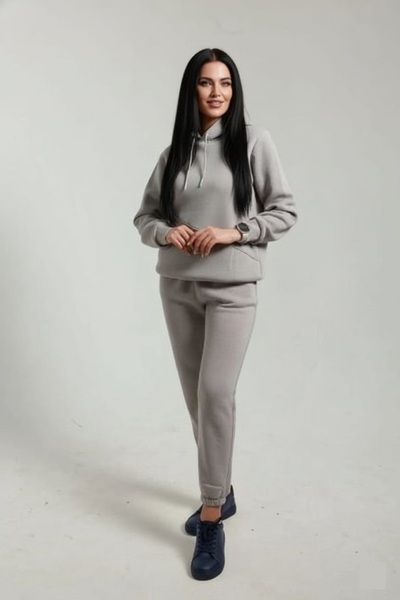 fh fashionhere Women's Soft Top and Bottom 3 Thread Stone Color Tracksuit Set with Side Pockets and Fleece Inside