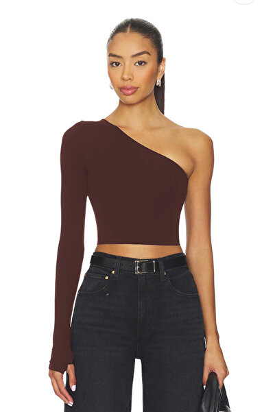 AFR CLOTHES ЖІНОЧИЙ АСИМЕТРИЧНИЙ КОМИР ДВОШАРОВИЙ КАРСЕ ОДНОРУКАВНИЙ КРОП-ТОП