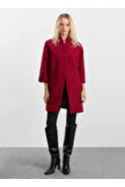 Selen Kırmızı Kadın Standart Desenli Kaban 25KSL9510