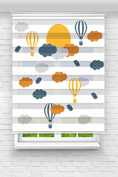 Perdecizade (ENXBOY)BALON VE BULUTLAR DİJİTAL BASKILI ZEBRA PERDE-COCUK ODASI...