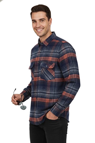 rasstmen Men's Winter Double Pocket Hooded Lumberjack Shirt Bgl-St04869