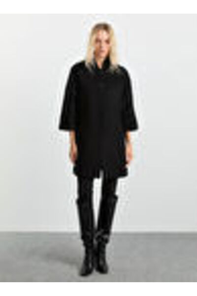 Selen Siyah Kadın Standart Desenli Kaban 25KSL9510