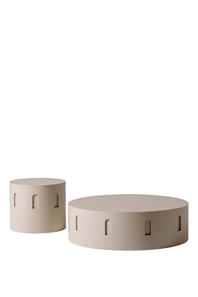 BEKALIVING Menton Bej Ahşap 2'li Orta Sehpa Takımı