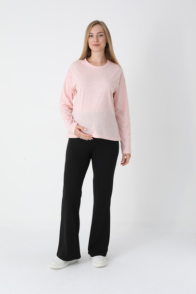 BLACKMORE Women's Pink High Waist Cotton Long Sleeve Tracksuit Set