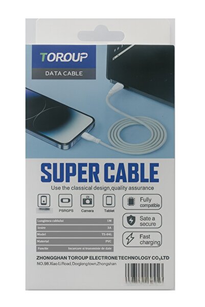 Toroup Cablu de date TS-04L USB – iPhone, 1m, 3A, PVCRBS-