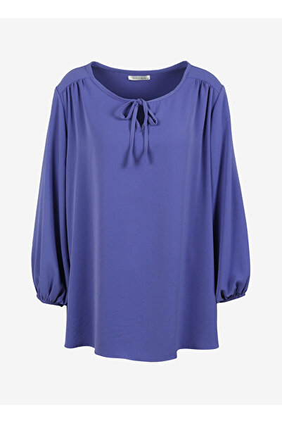 Selen O Yaka Düz Lila Kadın Bluz 23YSL8510
