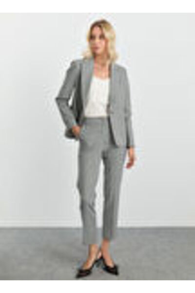 Selen Antrasit Kadın Standart Kaz Ayağı Pantolon 25KSL5493