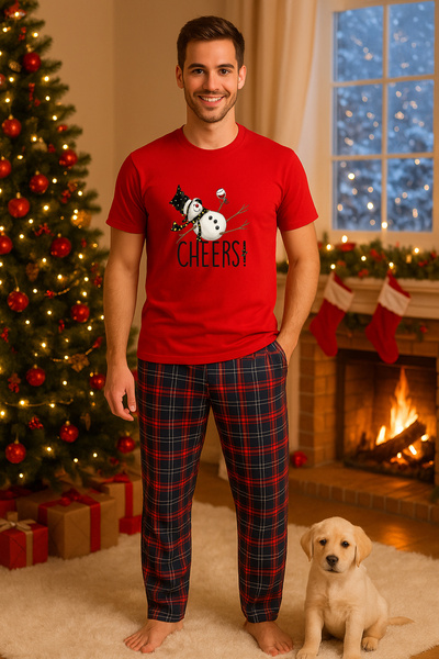 MVRDAR Set pijamale barbati bumbac Colectia Grinch Christmas, sarbatori de Cr...