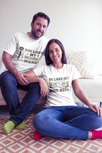MVRDAR Tricouri pentru cupluri set 2 bucati din 100% bumbac