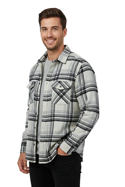 rasstmen Men's Winter Double Pocket Hooded Lumberjack Shirt Bgl-St04869