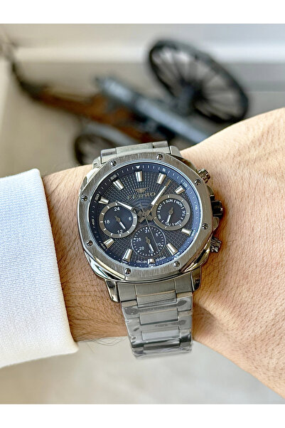 FERRO Silver Steel Cord Men's Wristwatch Fm11652A-V3 Functions Active 3 Atm Water Resistant,