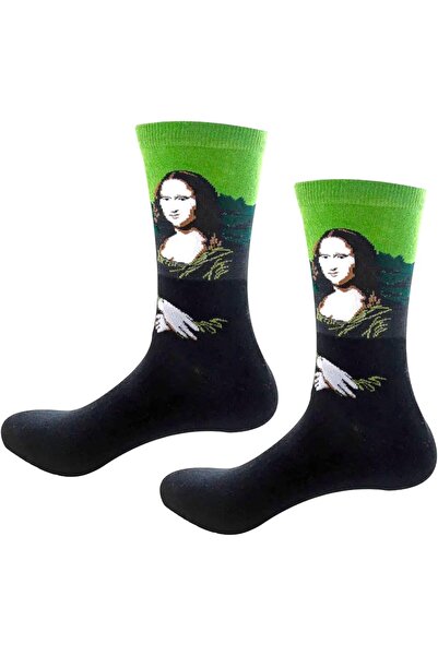 Generic جوارب LYFSTILE Mona Lisa المبتكرة، أسود وأخضر، مقاس المملكة المتحدة 5-11
