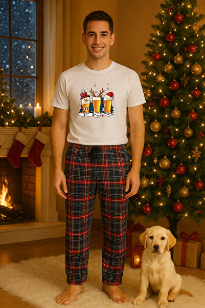 MVRDAR Set pijamale barbati bumbac Colectia Grinch Christmas, sarbatori de Cr...