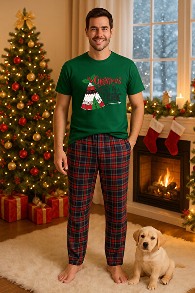 MVRDAR Set pijamale barbati bumbac Colectia Grinch Christmas, sarbatori de Cr...