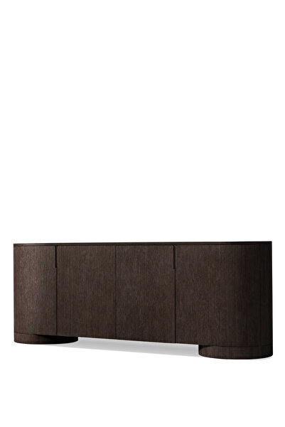 Latanwood Poseidon Siyah Meşe Ahşap 4 Kapaklı TV Konsolu