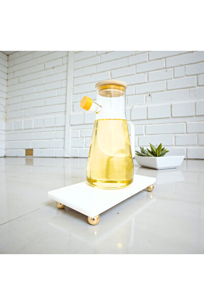 ecay mermer ürünleri Beyaz Mermer Yağdanlık Altı, Gold Ayaklı