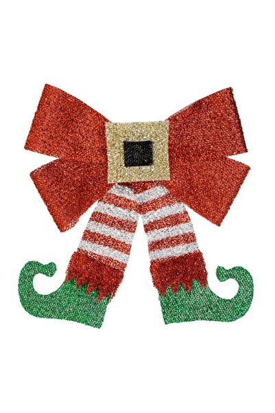 OEM Red Christmas Decorative Cover with Elf Legs, Red/Green & Glitter, 25 cm