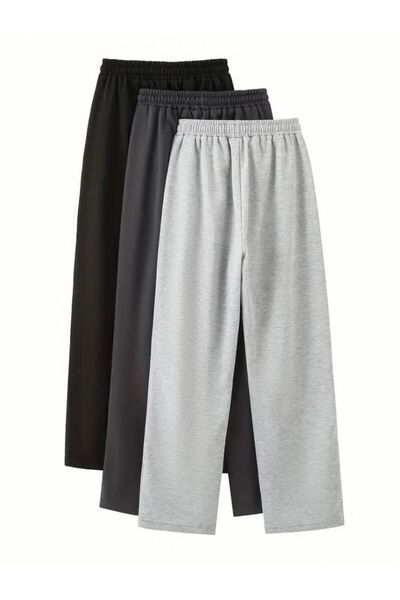 TORUK MAKTO 3 Pieces Unisex Regular Black Gray Anthracite Pipe Leg Sweatpants