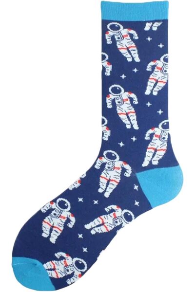 golden pineapple LYF STILE Astronaut Novelty Socks - UK 5-11, Blue