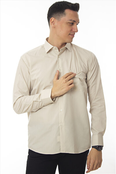 DAŞ ÜNİFORMA Classic Cut Long Sleeve Dacron Fabric Regular (with Pocket) Classic Men's Shirt