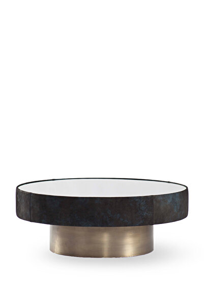 Estetik Decor Mushroom Short Mavi Deri Orta Sehpa