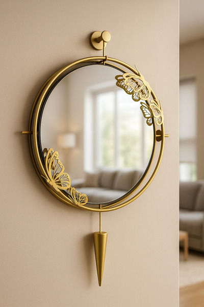 Wallover Design XL Boy Linda Gold Özel Tasarım Kelebek Desenli Kablosuz Pilli...