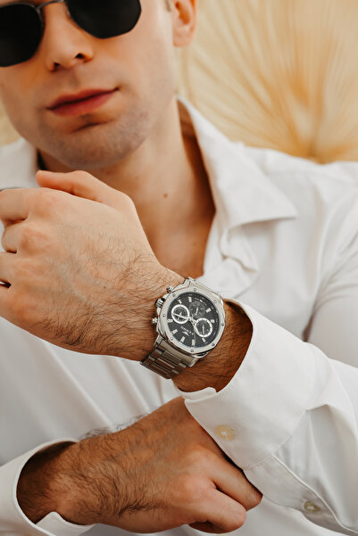 FERRO Silver Steel Cord Men's Wristwatch Fm11652A-A2 Functions Active 3 Atm Water Resistant