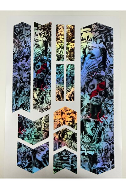 ca kay bu Holografik Dark Graffiti Bisiklet Kadro Sticker Seti – 12 Parça –